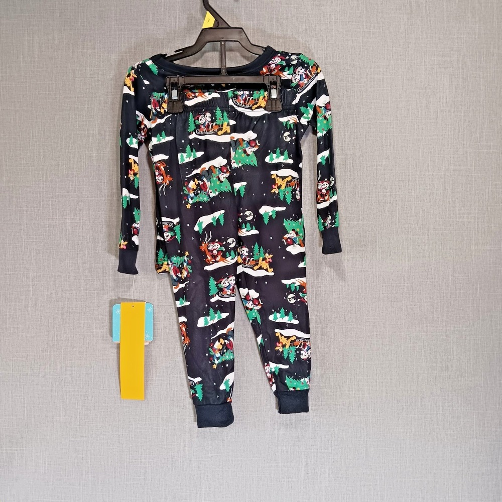 NWT Disney Mickey Minnie Mouse Christmas Pajamas 3T Retro Holiday 2pc Sleep Set - Picture 6 of 9
